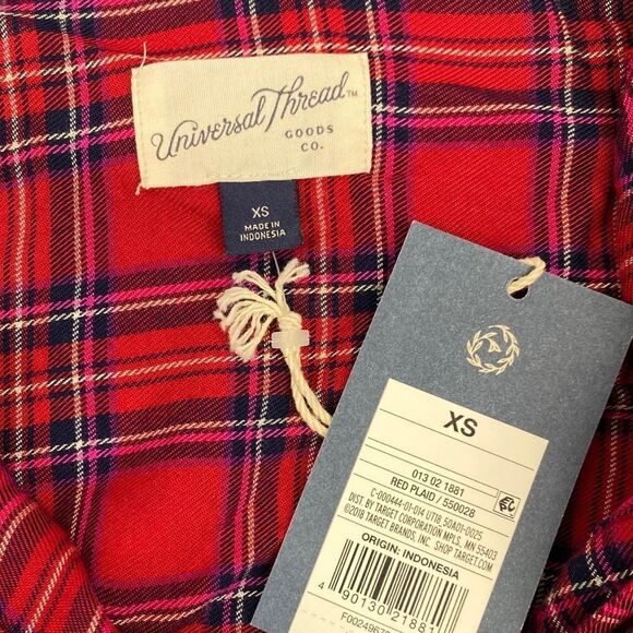 Universal Thread Womens Red Flannel Shirt XS NEW - Picture 4 of 5